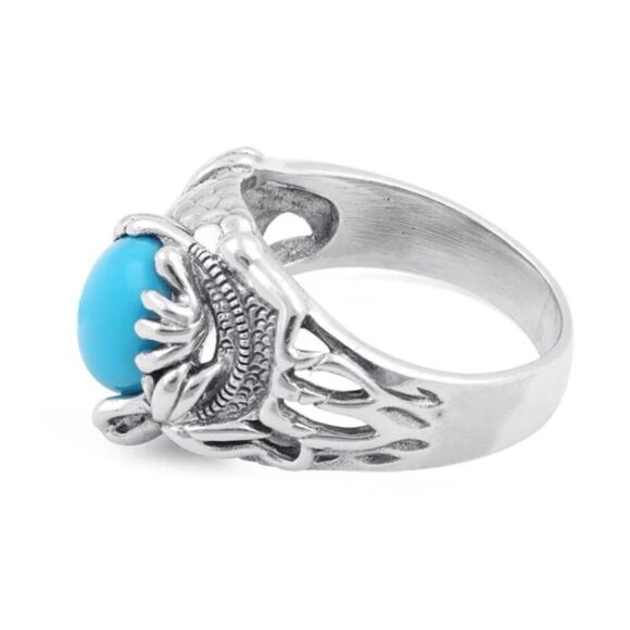 Sterling Silver Turquoise Dragon Ring New - Picture 4 of 4